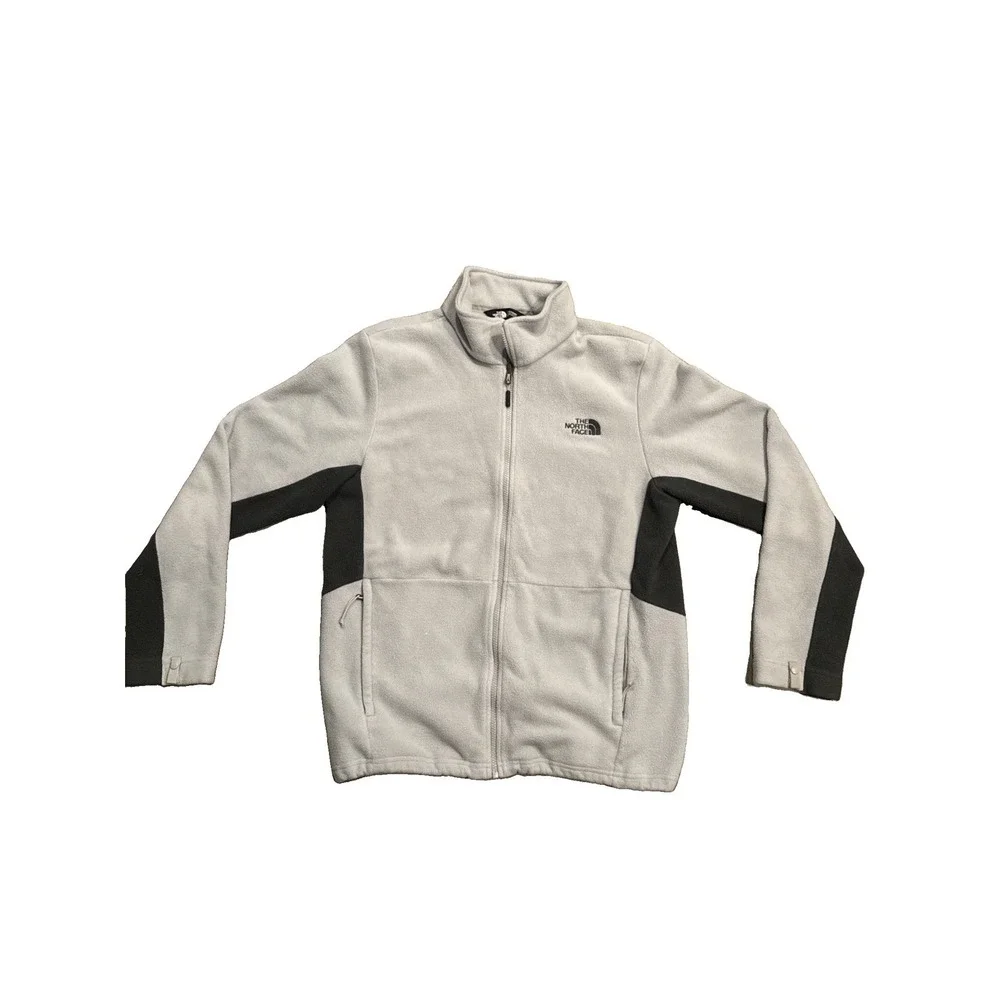 The North Face Jacket Mens Large Gray Fleece Full Zip Colorblock Pockets Hiking